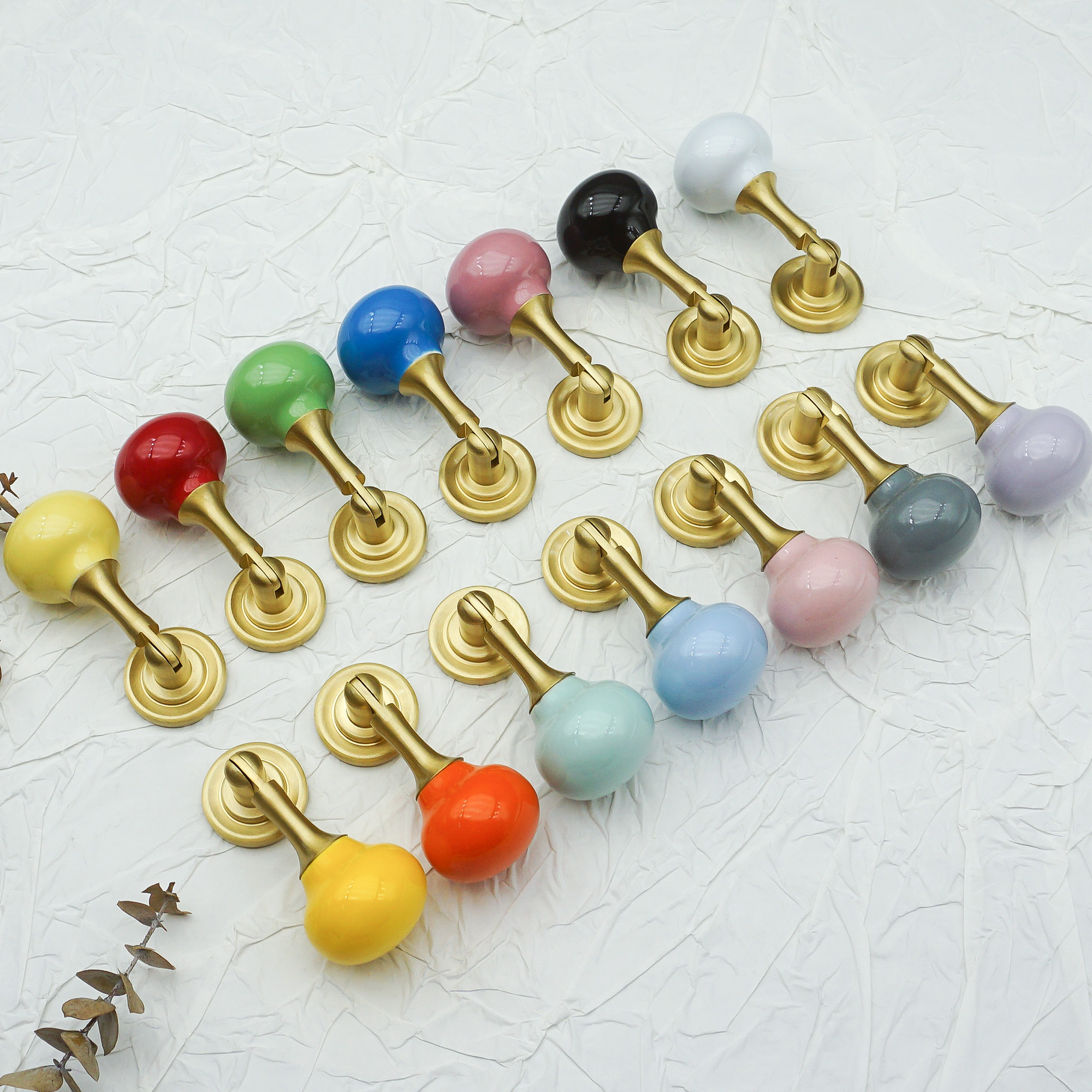 Furniture Hardware Drop Pulls - Ceramic Ball Cabinet Handles Brass Drawer