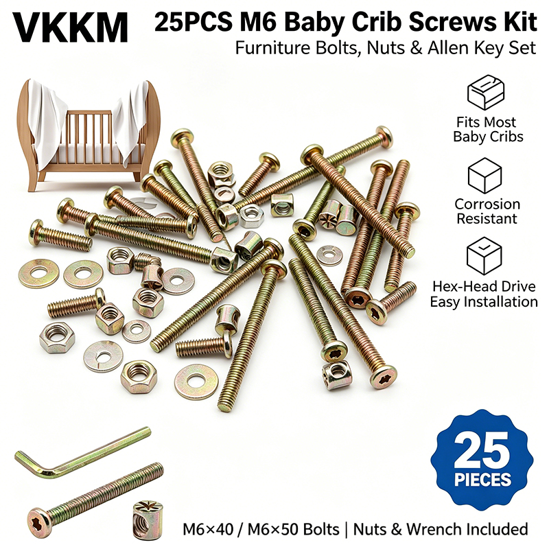 Furniture Hardware Nut - VKKM 25Pcs M6 Baby Crib Screws