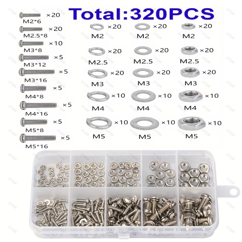 120/320-Piece Hex Nut and Bolt - Furniture Hardware Nut recensie en prijs
