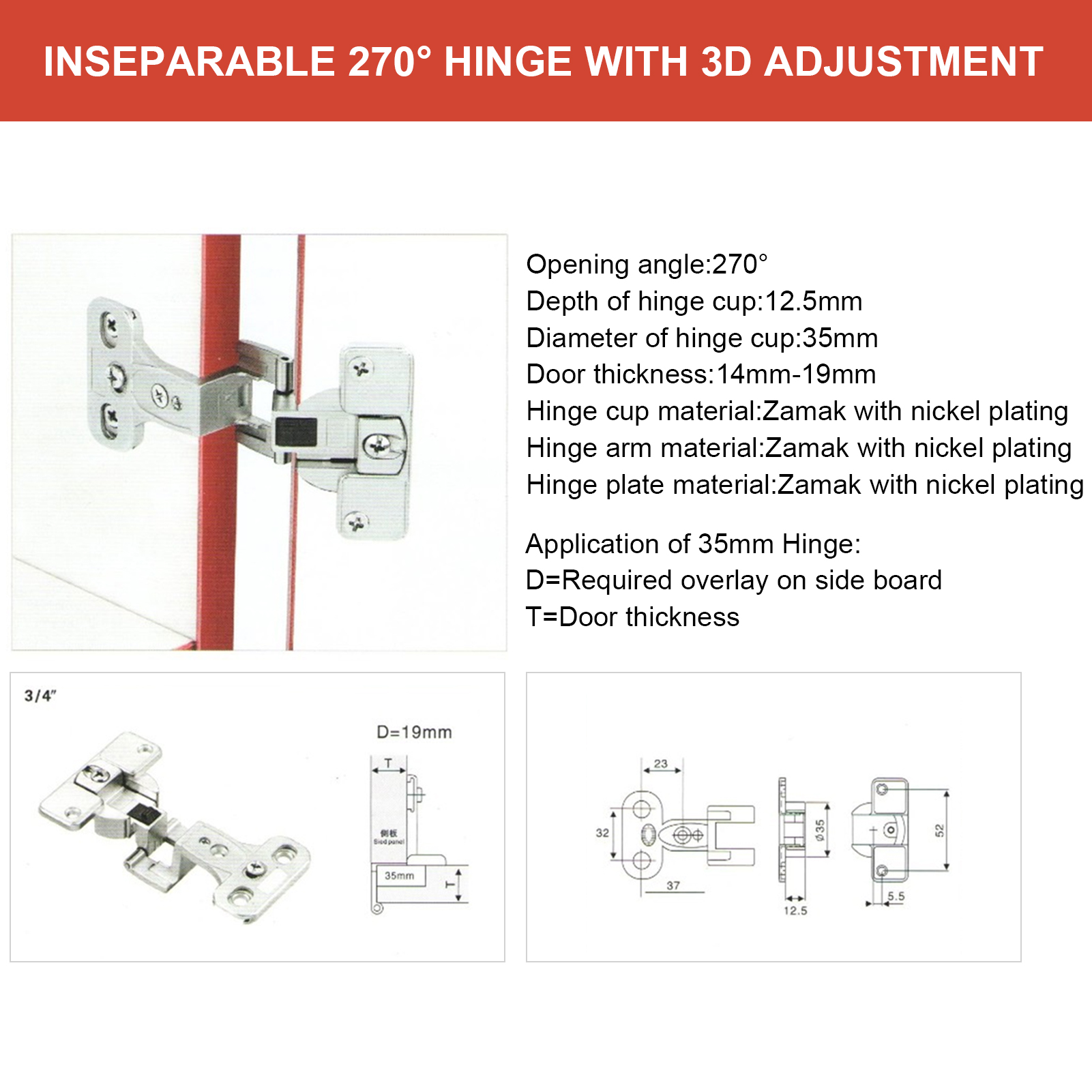 270 Degrees Zinc Alloy Furnitu - Furniture Hardware Hinges recensie en prijs